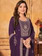 Purple Dori Embroidered Suit In Georgette