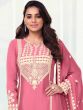 Pink Embroidered Sharara Suit In Chiffon