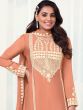 Peach Festive Embroidered Sharara Salwar Suit