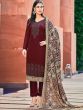 Maroon Georgette Pant Suit With Dupatta