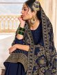 Blue Festive Palazzo Suit With Embroidered Dupatta