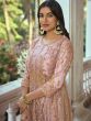 Pink Sequined Anarkali Suit With Front Slit