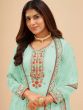 Blue Sequins Embroidered Sharara Suit