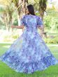 Blue Digital Printed Gown With Puffy Sleeves