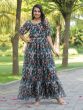 Black Georgette Full Length Gown In Digital Print