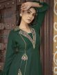 Dark Green Womesn Wear Gown In Muslin With Floor Length