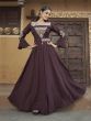Maroon Floor Length Gown In Muslin Flare Style For Womens
