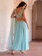 Light Blue Stylish Top With Plain Skirt And Dupatta In Net