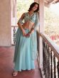 Light Blue Stylish Top With Plain Skirt And Dupatta In Net