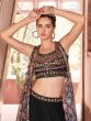 Black Readymade Embroidered Top With Palazzo And Shrug