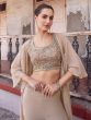 Beige Sharara Style CO Ord Set With Top And Shrug In Georgette