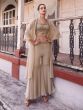 Beige Sharara Style CO Ord Set With Top And Shrug In Georgette