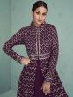 Purple Embroidered Jacket Style Salwar Kameez