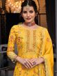 Yellow Thread Embroidered Salwar Suit With Dupatta