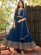 Blue Anarkali Style Salwar Kameez In Georgette