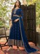 Blue Anarkali Style Salwar Kameez In Georgette