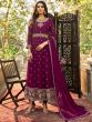 Purple Embroidered Anarkali Suit With Dupatta