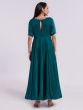 Teal Blue Readymade Womens Gown In Organza