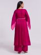 Deep Pink Womens Dress With Open Sleeves In Organza