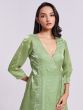 Pista Green Aline Kurta Set In Organza