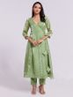 Pista Green Aline Kurta Set In Organza