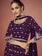 Purple Georgette Palazzo Suit With Embroidery