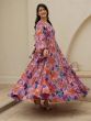 Pink Womens Printed Gown In Georgette