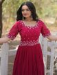 Cherry Red Womens Gown In Georgette