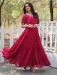 Cherry Red Womens Gown In Georgette