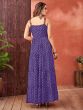 Violet Purple Thread Embroidered Gown In Georgette