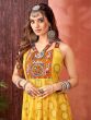 Yellow Printed Gown In Georgette