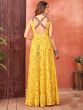 Yellow Printed Gown In Georgette