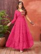 Pink Navratri Style Gown In Georgette