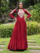 Maroon Navratri Style Gown In Rayon