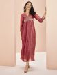 Blush Red Womens Gown In Hand Work