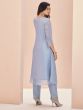 Steel Blue Organza Kurti In Hand Work