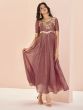 Mauve Embroidered Gown With Full Length