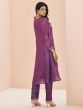 Purple Hand Work Dress With Full Sleeves