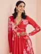 Red Flare Style Kurti With Sharara In Print