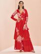 Red Flare Style Kurti With Sharara In Print