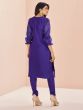 Purple Floral Embroidered Kurti With Pant