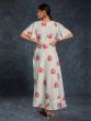 Off White Linen Gown In Digital Print