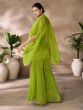 Green Top And Palazzo With Embroidered Cape