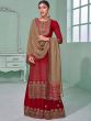 Red Designer Palazzo Salwar Suit In Georgette