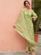 Olive Green Palazzo Style Salwar Kameez In Floral Print