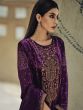 Purple Zari Yoke Augmented Palazzo Suit In Velvet