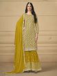 Yellow Sequins Embroidered Sharara Style Suit Set