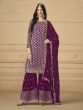 Wine Zari Work Salwar Kameez In Sharara Style