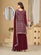 Red Sharara Style Salwar Suit In Zari Embroidery