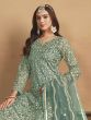 Green Sharara Style Salwar Kameez In Zari Work